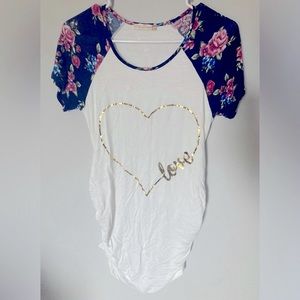 Short Sleeve Floral and White Maternity T-Shirt